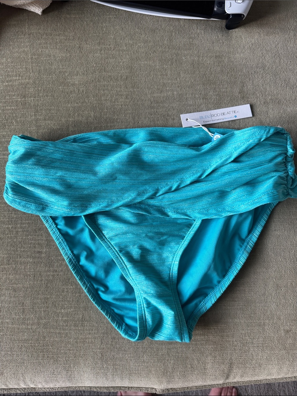 Bleu Rod Beattie Turquoise Fold-Over Bikini Bottoms
